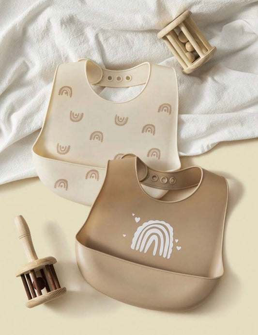 Silicone Bib Set - Dusty Pink